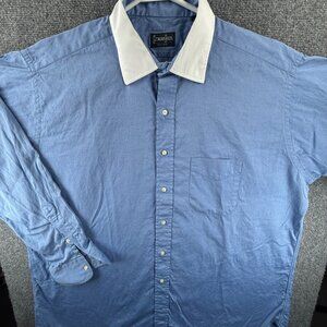 Gitman Bros Contrast Collar Cotton 18 36 Blue Men Shirt Solid Long Sleeve Pocket
